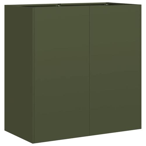 Plantekasse olivengrøn 80x40x80 cm koldvalset stål