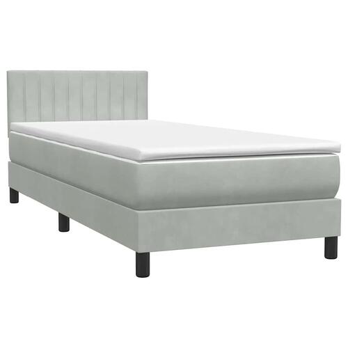 Kontinentalseng med madras lysegrå 90x210 cm fløjl