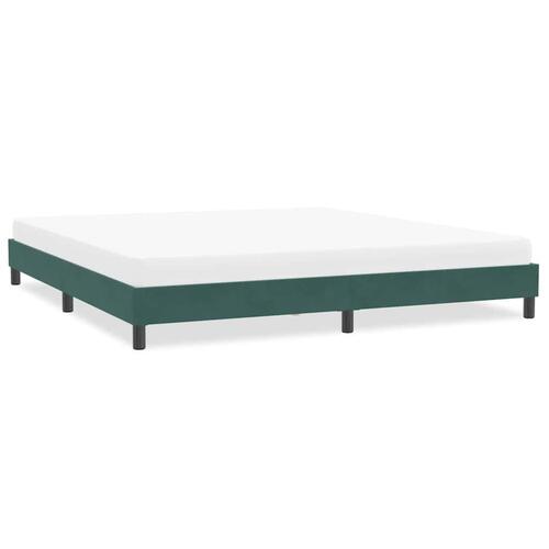 Sengeramme uden madras 200x210 cm fløjl mørkegrøn