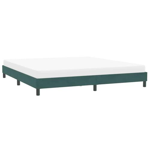 Sengeramme uden madras 200x210 cm fløjl mørkegrøn