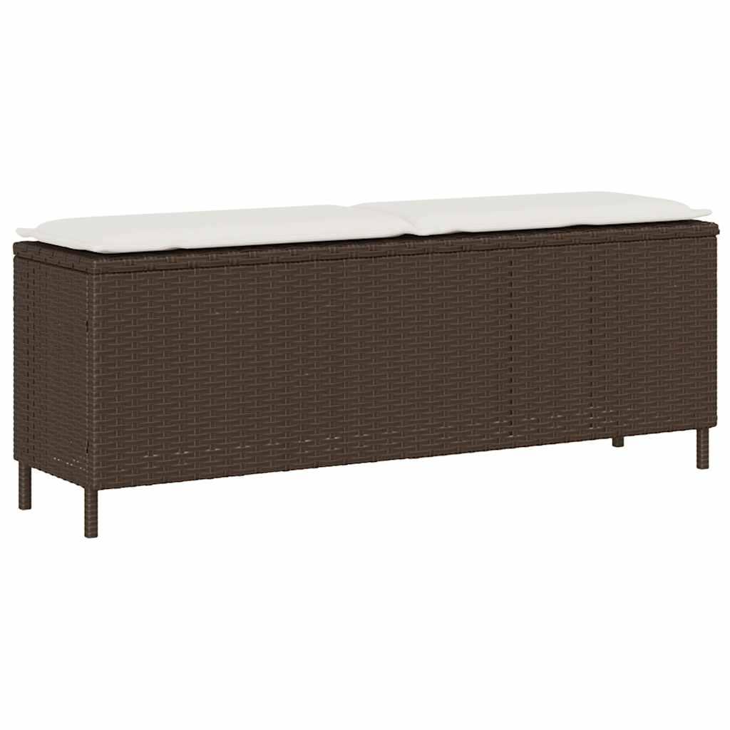 Havebænk Med Hynde 110X30X40,5 Cm Polyrattan Brun - Brun og cremehvid