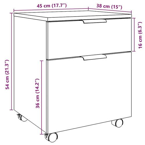 Arkivskab med hjul 45x38x54 cm konstrueret træ kunsteg