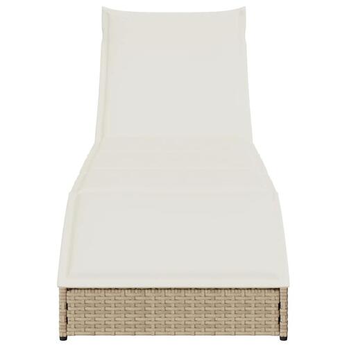 Sammenklappelig solseng med hynde & opbevaring polyrattan beige