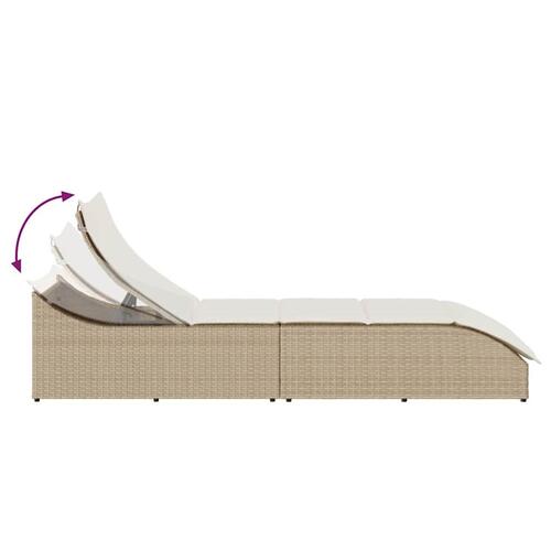 Sammenklappelig solseng med hynde & opbevaring polyrattan beige