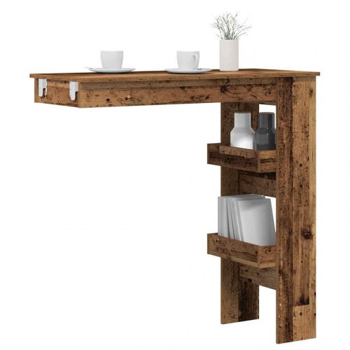 Væghængt barbord 102 × 45 × 103,5 cm - konstrueret træ, antikt træ