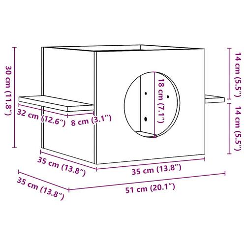 Kattehus 51x35x30 cm massivt fyrretræ