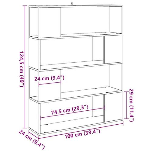 Bogreol/rumdeler 100x24x124,5 cm kunsteg