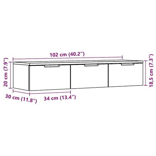 Vægskab 102x30x20 cm konstrueret træ kunsteg