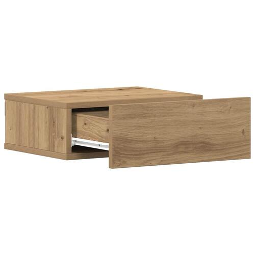 Væghængt natbord 40x32x15 cm konstrueret træ kunsteg