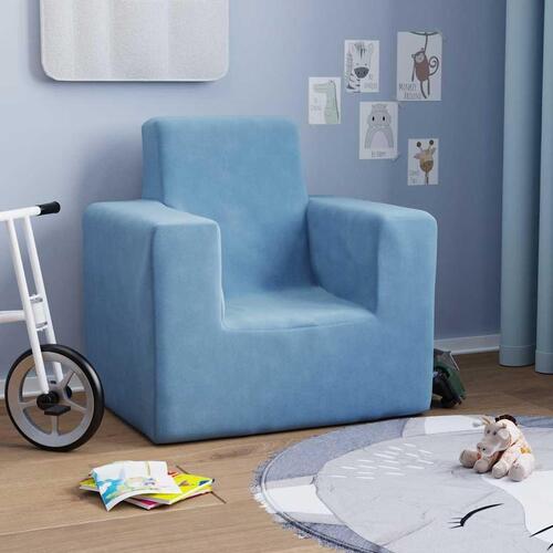 Sofa til børn blødt plys blå