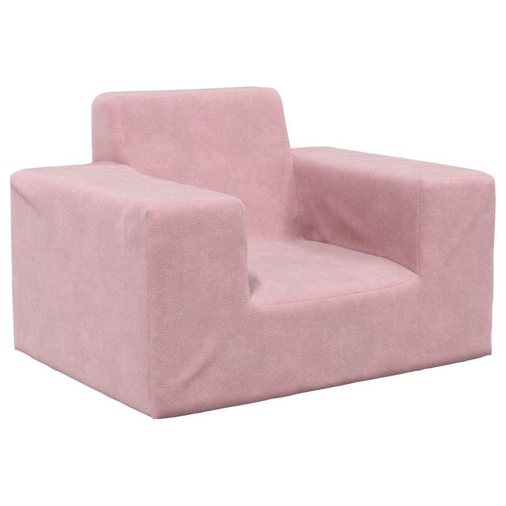 Sofa til børn blødt plys lyserød