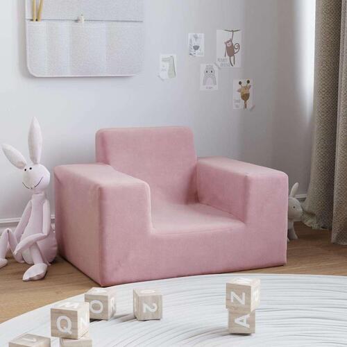Sofa til børn blødt plys lyserød