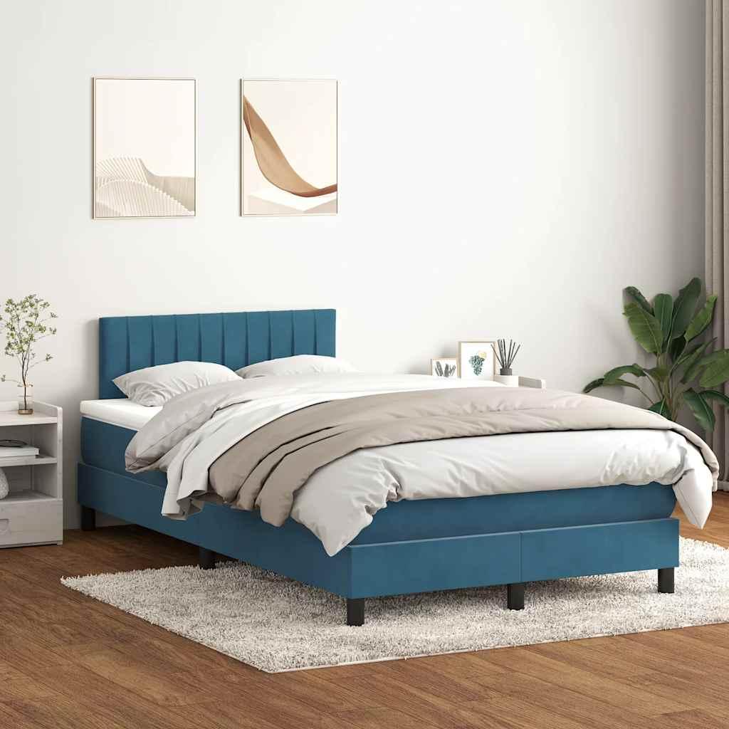 Kontinentalseng med madras 120x210 cm fløjl mørkeblå