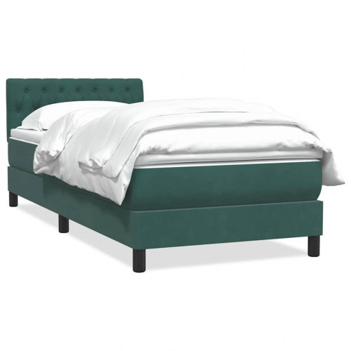 Kontinentalseng med madras 90x220 cm fløjl mørkegrøn