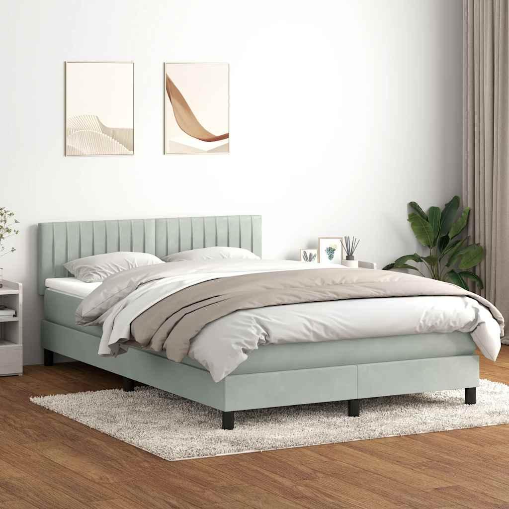 Kontinentalseng med madras 140x210 cm fløjl lysegrå