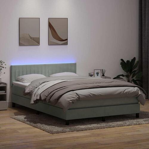 Kontinentalseng med madras 140x210 cm fløjl lysegrå