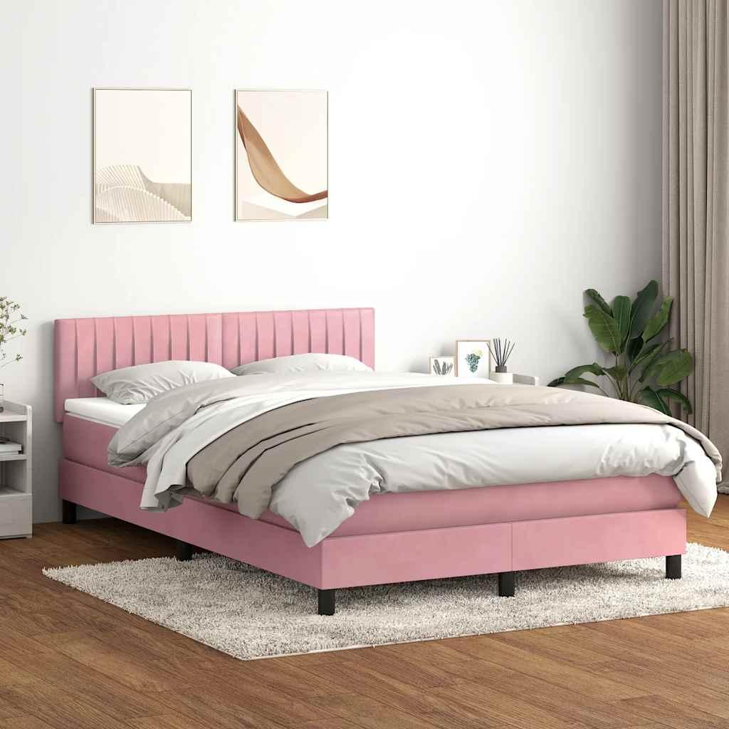Kontinentalseng med madras 140x210 cm fløjl lyserød