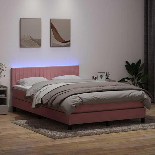 Kontinentalseng med madras 140x210 cm fløjl lyserød