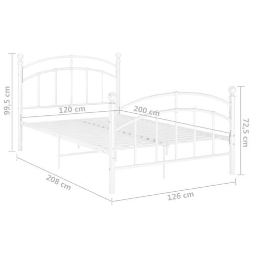 Sengestel 120x200 cm metal hvid