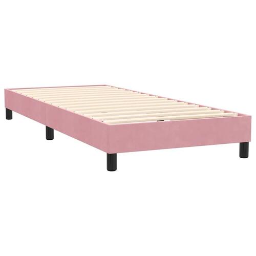 Kontinentalseng med madras lyserød 90x220 cm fløjl