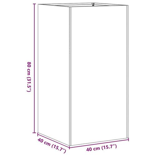 Plantekasse rustfarvet 40x40x80 cm forvitringsstål