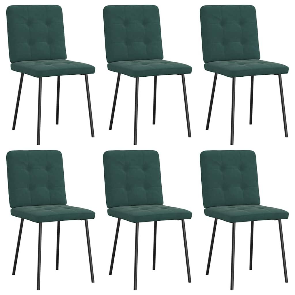 Spisebordsstole 6 stk. velour mørkegrøn