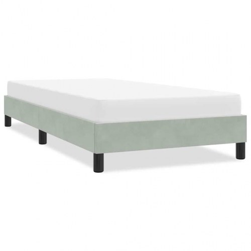 Sengeramme i fløjl 80×210 cm - lysegrå, med lamelbund
