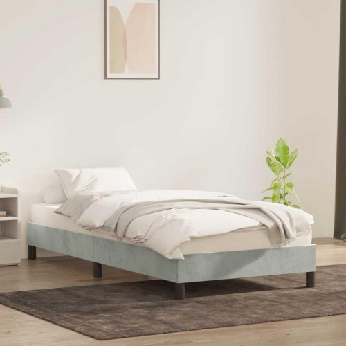 Sengeramme i fløjl 80×210 cm - lysegrå, med lamelbund