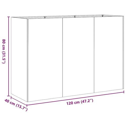 Plantekasse rustfarvet 120x40x80 cm forvitringsstål