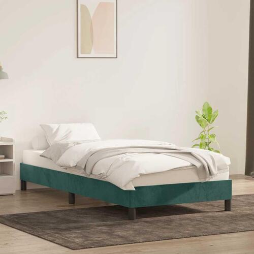 Sengeramme uden madras 100x210 cm fløjl mørkegrøn