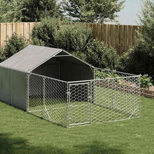 Udendørs hundegård med løbegård 4x2x1,5 m Galvaniseret stål