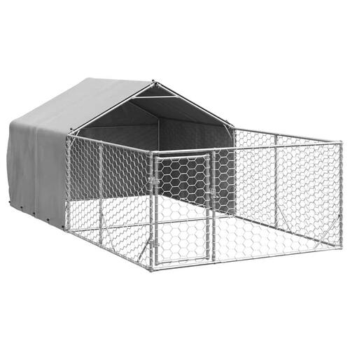 Udendørs hundegård med løbegård 4x2x1,5 m Galvaniseret stål