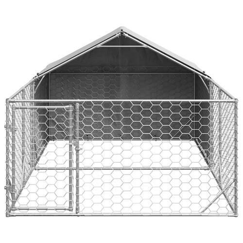 Udendørs hundegård med løbegård 4x2x1,5 m Galvaniseret stål