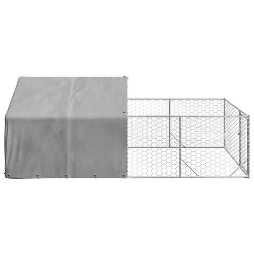 Udendørs hundegård med løbegård 4x2x1,5 m Galvaniseret stål