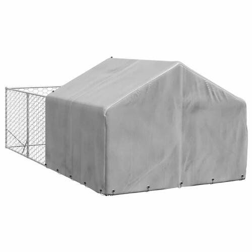 Udendørs hundegård med løbegård 4x2x1,5 m Galvaniseret stål