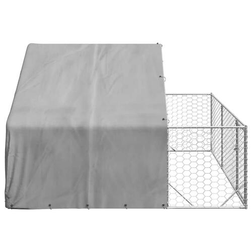 Udendørs hundegård med løbegård 3x3x1,9 m Galvaniseret stål