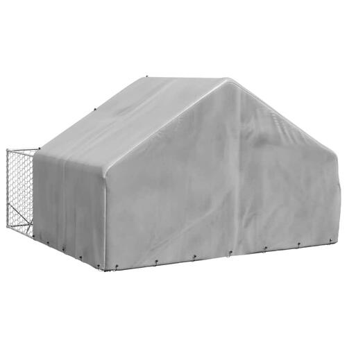 Udendørs hundegård med løbegård 3x3x1,9 m Galvaniseret stål