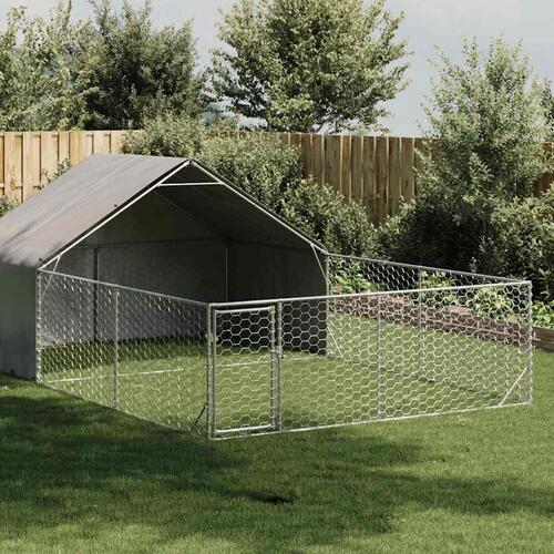 Udendørs hundegård med løbegård 6x3x1,9 m Galvaniseret stål