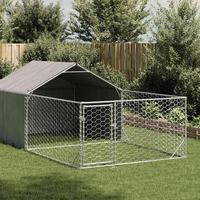Udendørs hundegård med løbegård 7x2x1,5 m Galvaniseret stål