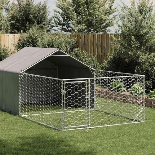 Udendørs hundegård med løbegård 7x2x1,5 m Galvaniseret stål