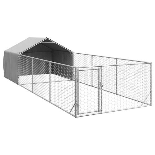 Udendørs hundegård med løbegård 7x2x1,5 m Galvaniseret stål