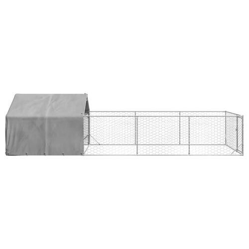 Udendørs hundegård med løbegård 7x2x1,5 m Galvaniseret stål