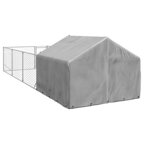 Udendørs hundegård med løbegård 7x2x1,5 m Galvaniseret stål