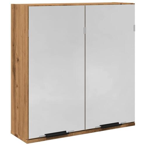 Badeværelsesskab med spejl 64x20x66,5cm konstrueret træ kunsteg