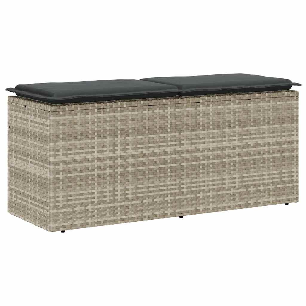 Havebænk Med Hynde 110X40X44 Cm Polyrattan - Lysegrå