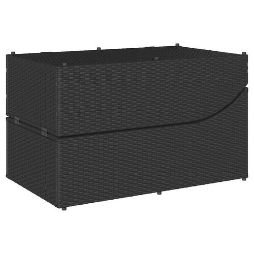 Sammenklappelig solseng med hynde og opbevaring polyrattan sort
