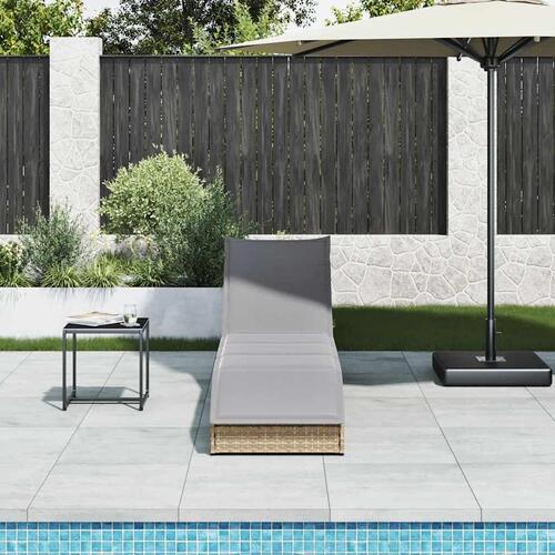 Sammenklappelig solseng med hynde & opbevaring polyrattan beige
