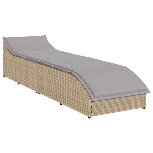 Sammenklappelig solseng med hynde & opbevaring polyrattan beige