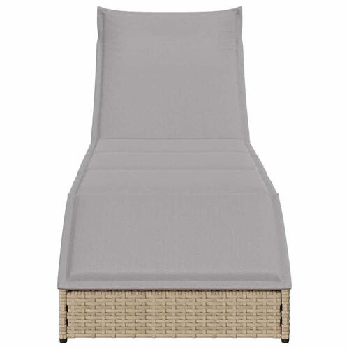 Sammenklappelig solseng med hynde & opbevaring polyrattan beige