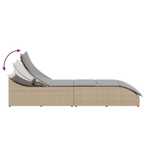 Sammenklappelig solseng med hynde & opbevaring polyrattan beige